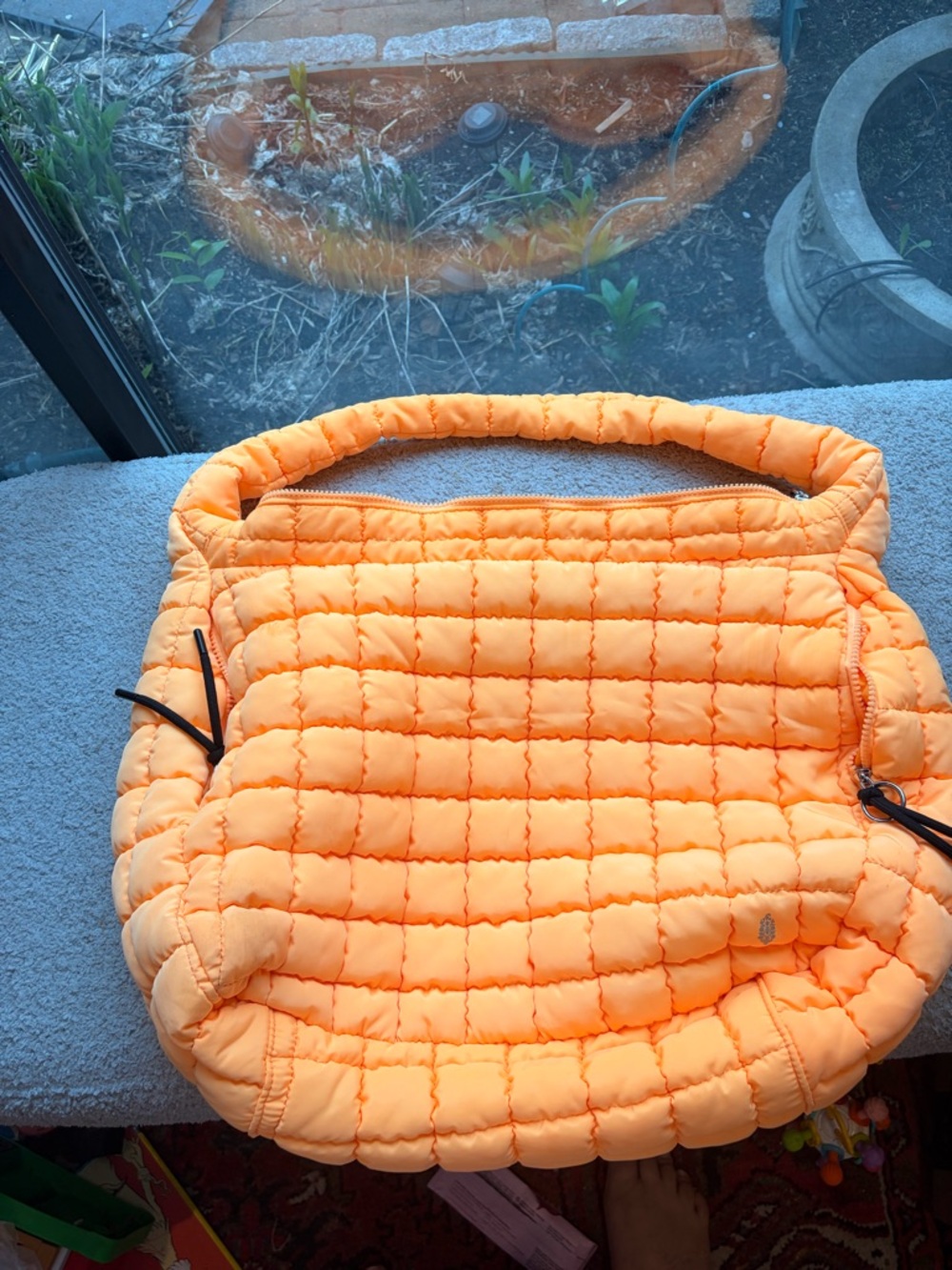 FP Movement Quilted Orange Tote Bag – Soft Puffer Shoulder Bag